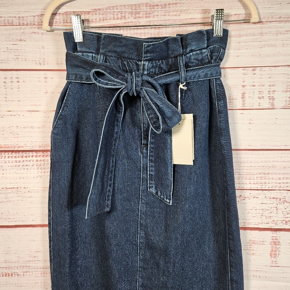 NWT Boden Cara Denim Paperbag Tie Midi Skirt - Picture 3 of 15